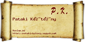 Pataki Kötöny névjegykártya